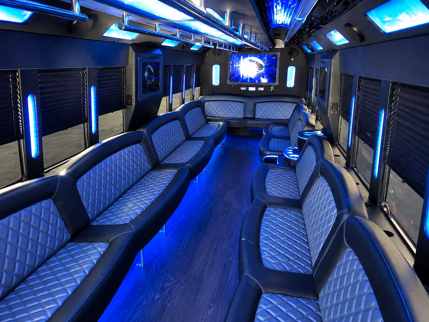 Group beside a Mercedes Sprinter limo in Norfolk