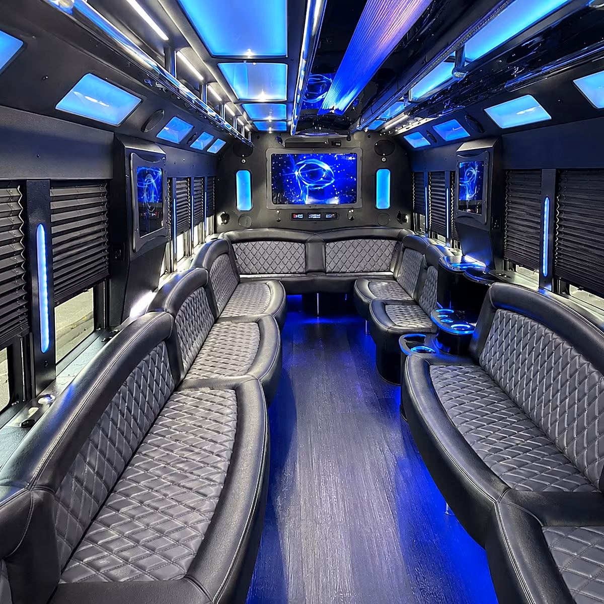 Norfolk Birthday, Sweet 16, & Quinceañera Transportation party bus interior